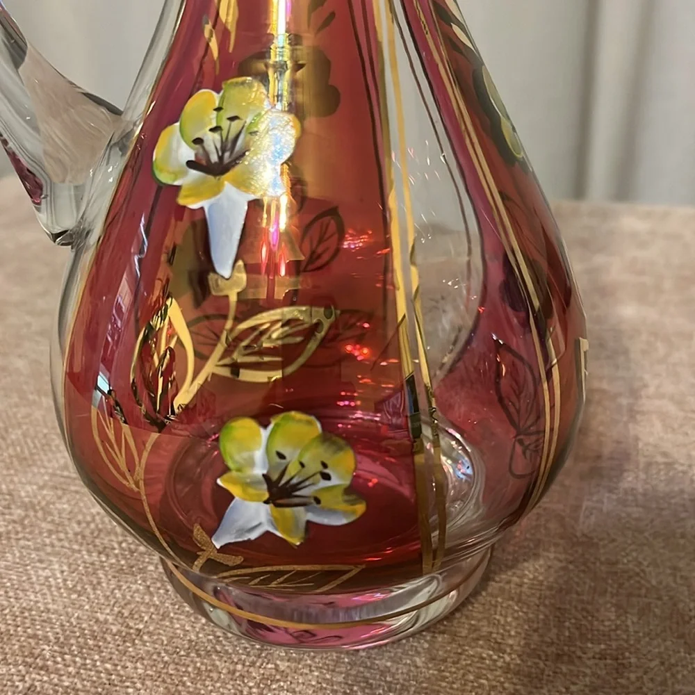 Hand Painted Clear Wine Decanter